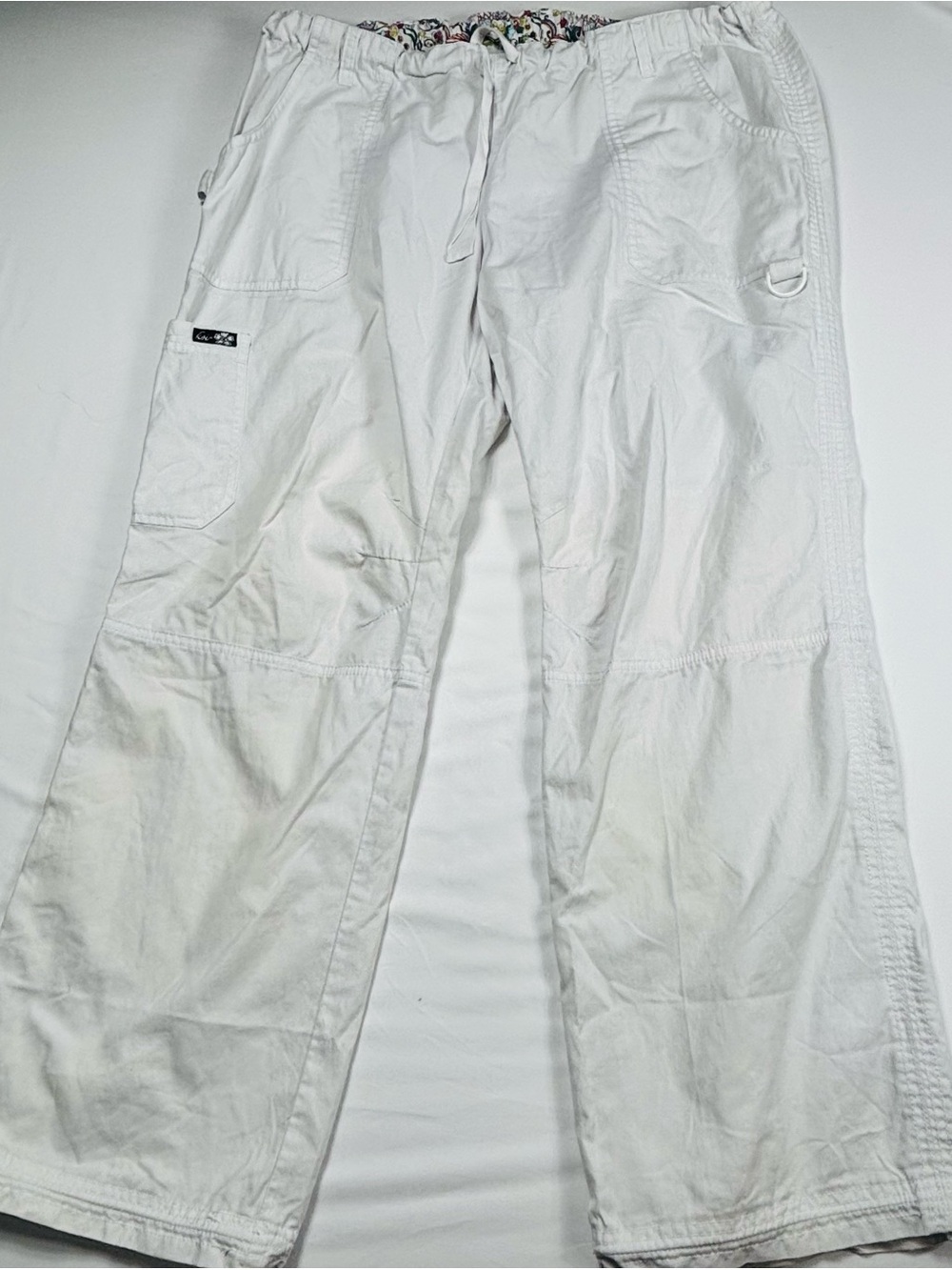 Women’s White Scrubs Cargo Drawstring Pants